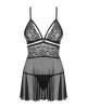 Obsessive koszulka nocna 838-BAB-1 babydoll i stringi czarna L/XL